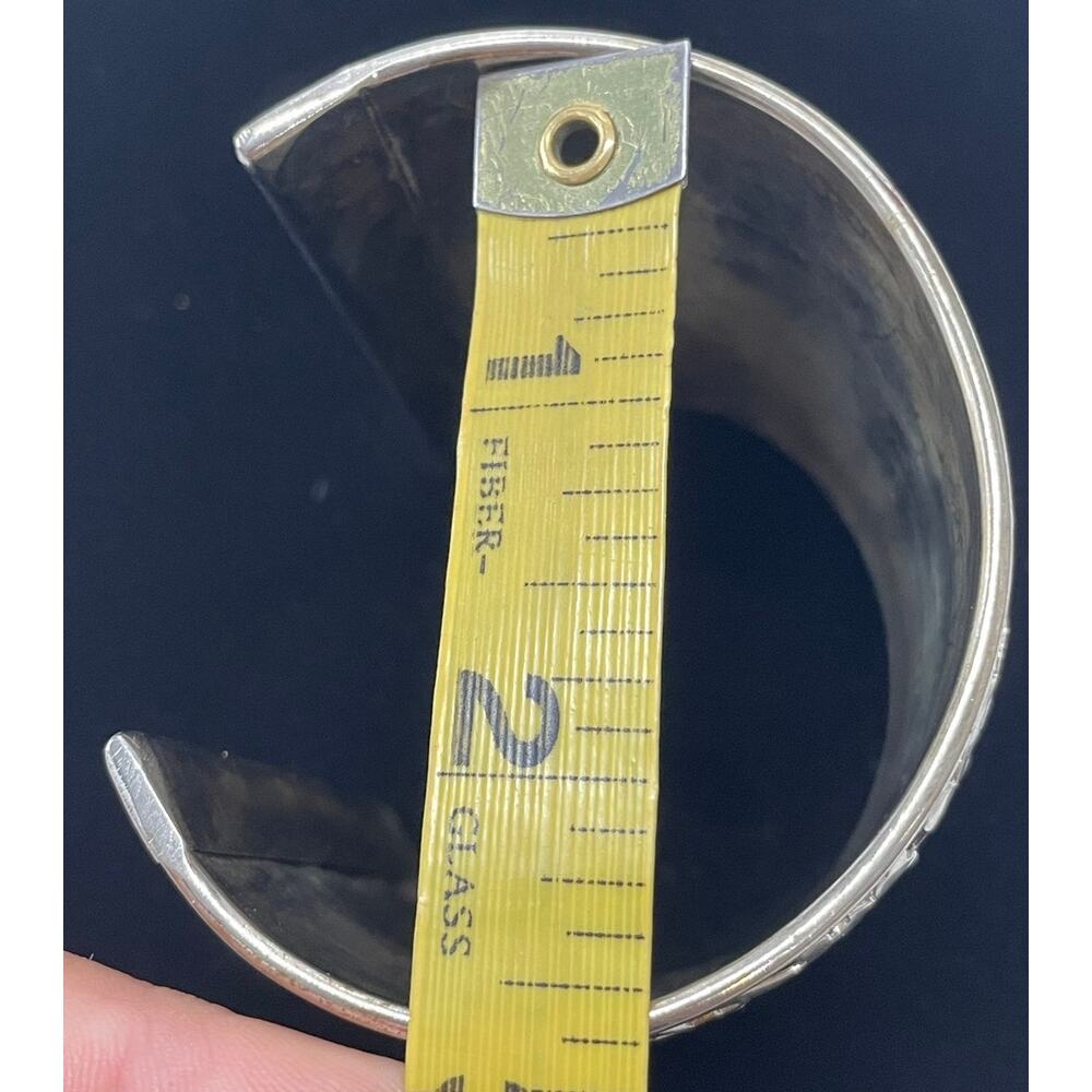 Unmarked Large Open Silvertone Cuff Scroll Cutout - image 8